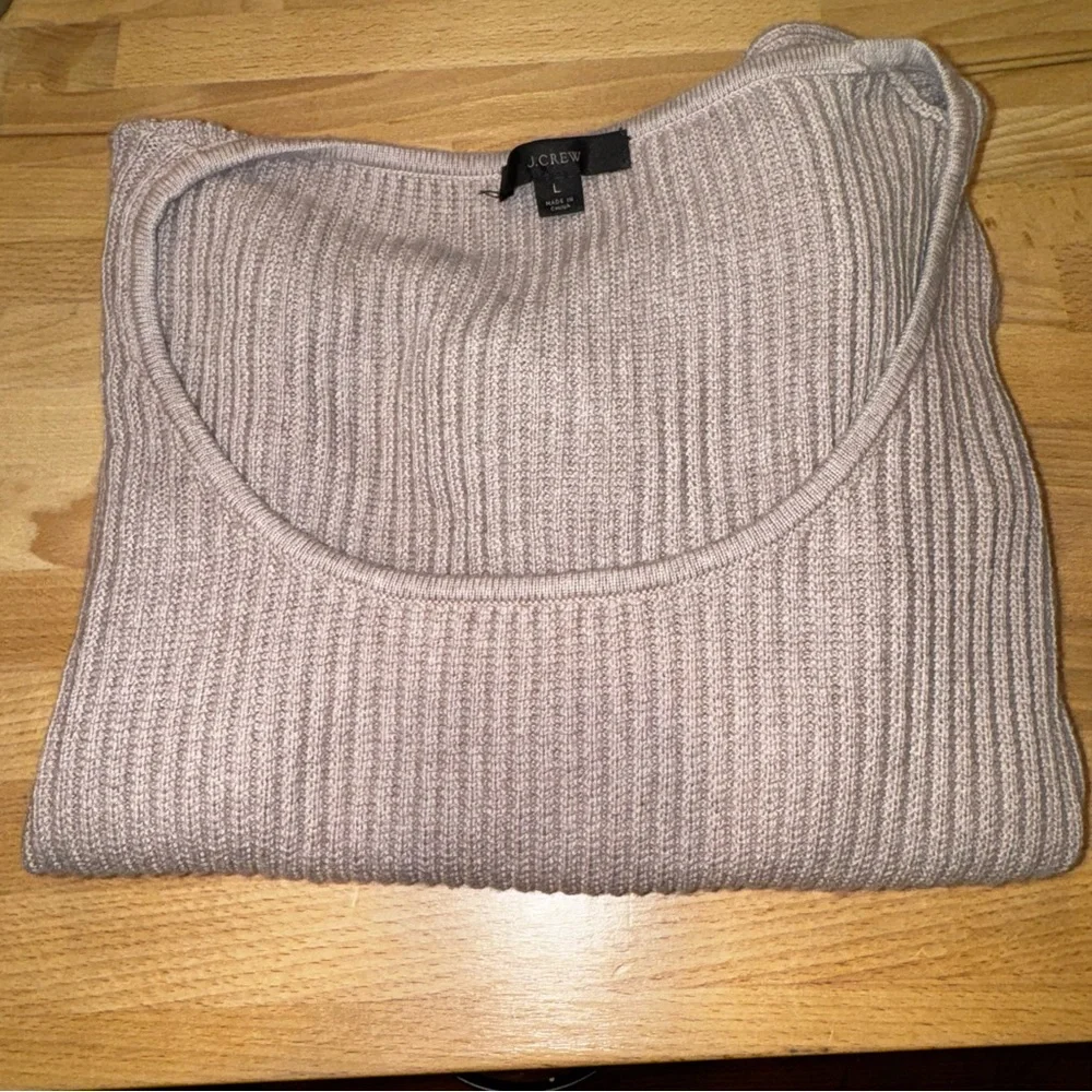 J. Crew Mauve Ribbed Knit Sweater. Cotton‎ Cashmere Blend. Bubble sleeve- Large